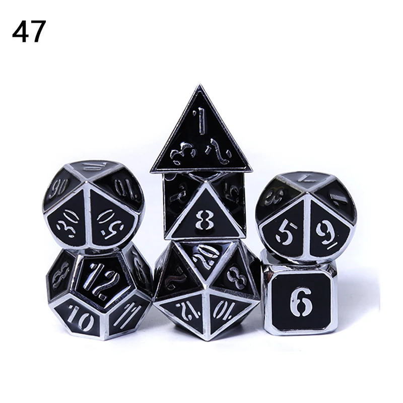 Chengshuo игральные кости DND Металл РГП набор многогранных Подземелья и Драконы d20 10 8 12 настольная игра цинковый сплав Серебристые цифровые кубики узор