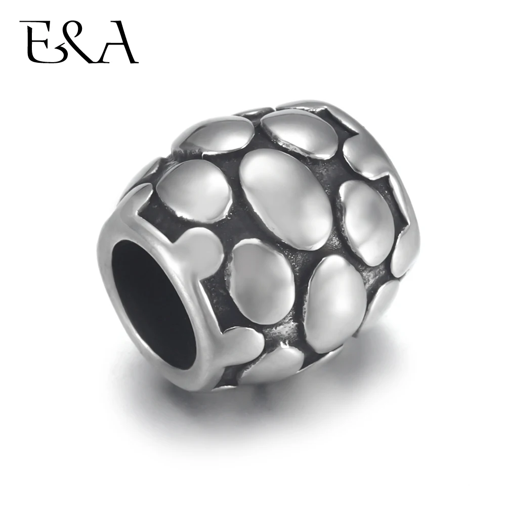 

4pcs Stainless Steel Barrel Bead Charms 6mm Large Hole for Jewelry Bracelet Making Accessories aMetal Beads DIY Supplies Parts