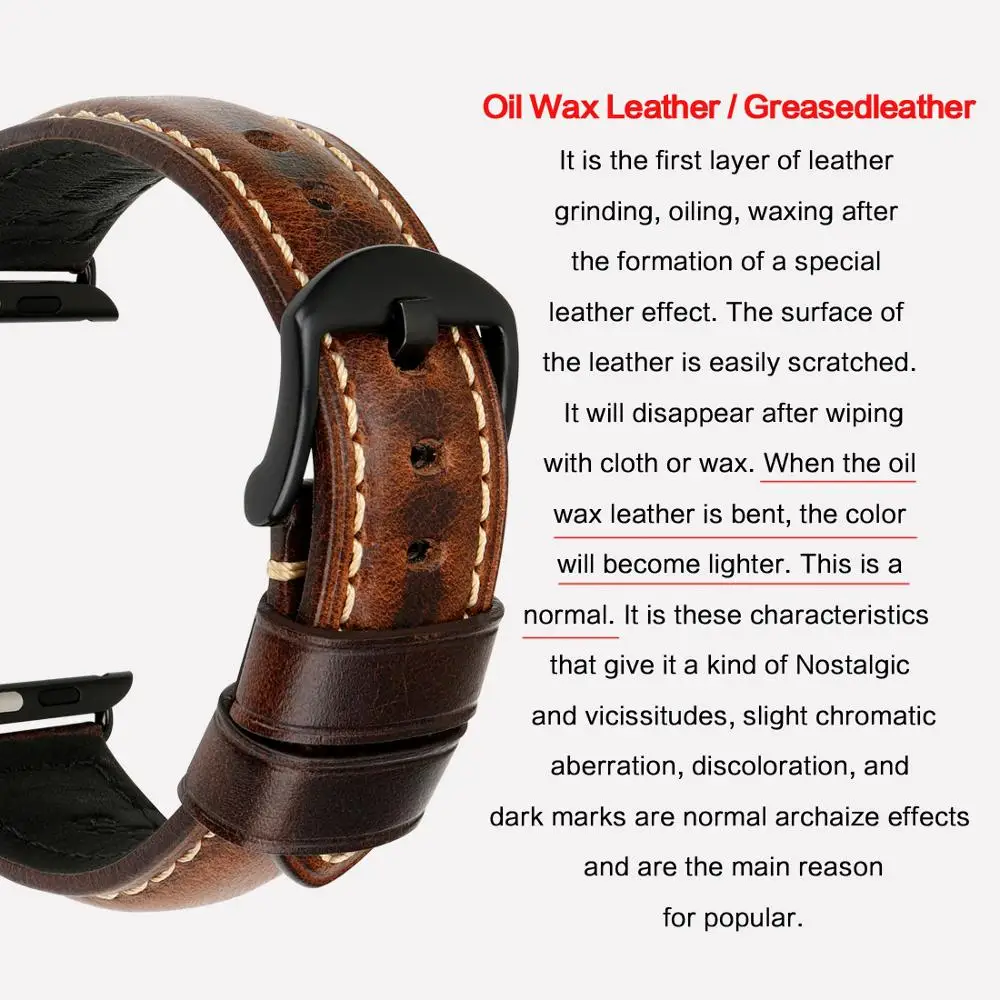 Genuine Leather Watch Band for Apple Watch Strap 49mm 44mm 45mm 40mm 41 42mm 38mm iWatch Series 8 7 6 5 4 3 2 1 Smart Watchband