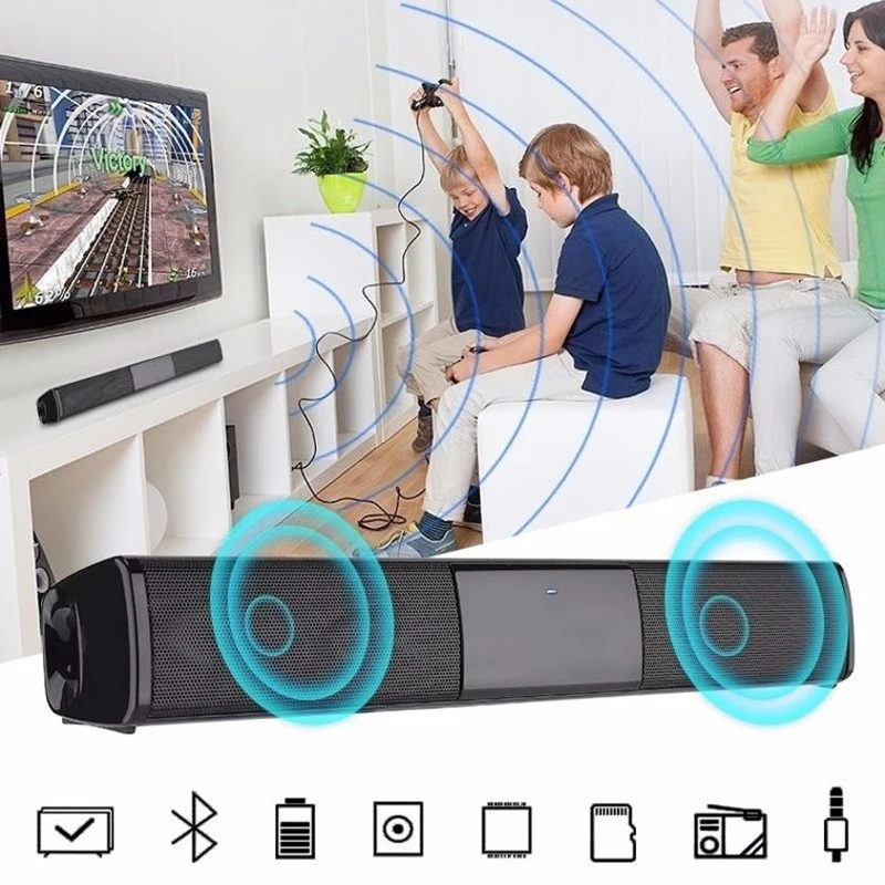 Bluetooth динамик звуковая панель Беспроводная 3D стерео объемная музыка ТВ компьютер Bluetooth динамик s поддержка 3,5 мм TF USB(черный