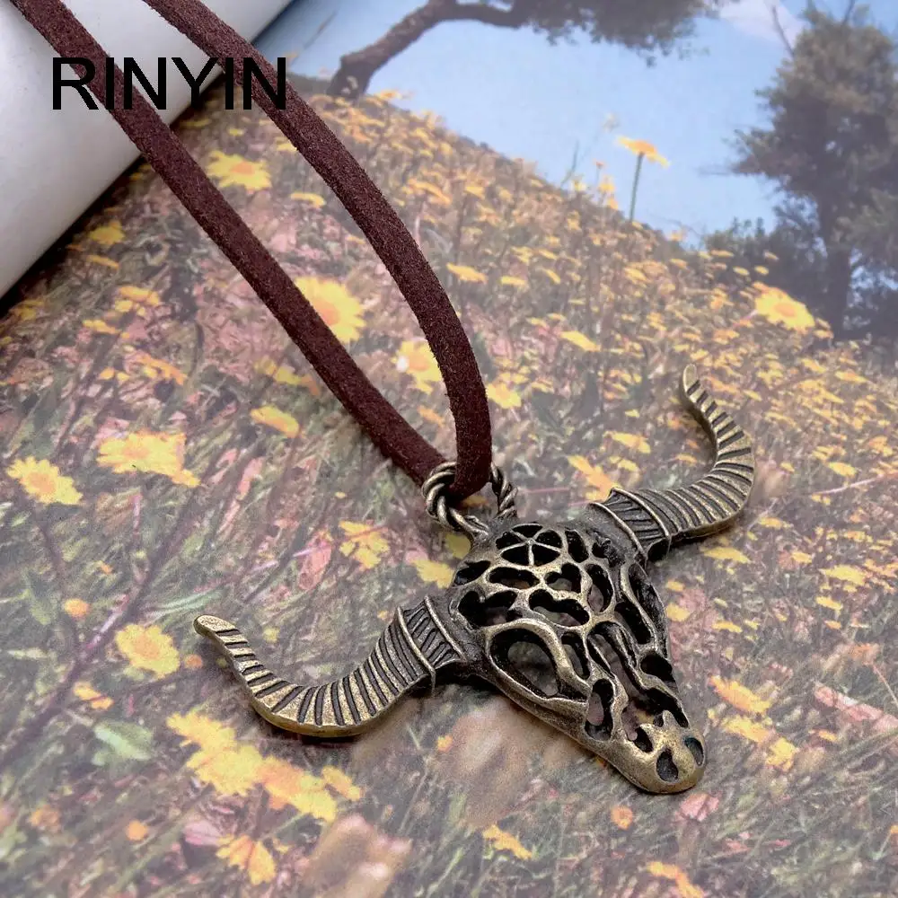 Длинное кожаное ожерелье Ретро ювелирные изделия винтажное в стиле хип-хоп рок