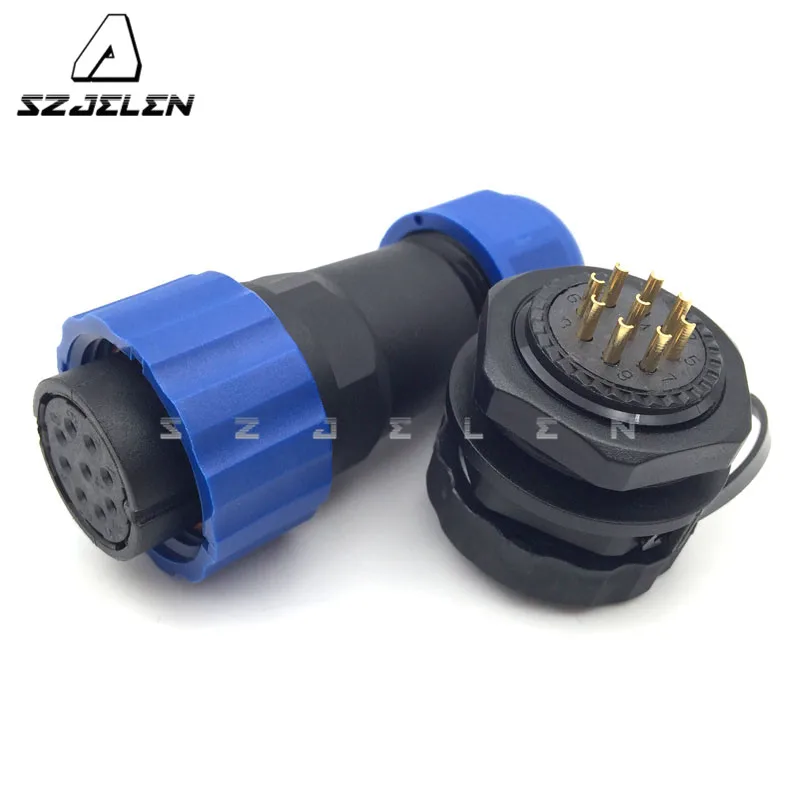 

SD20TP-ZM , waterproof 9 pin plug and socket, 9 pin plug(male)and 9 pin socket(female), LED power cable panel mount connector