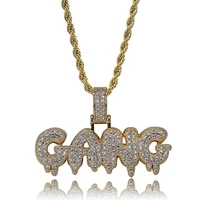 omyfun factory price hiphip bubble pendant necklace alphabet gang bling jewelry bubble letter cz paved pendants necklaces