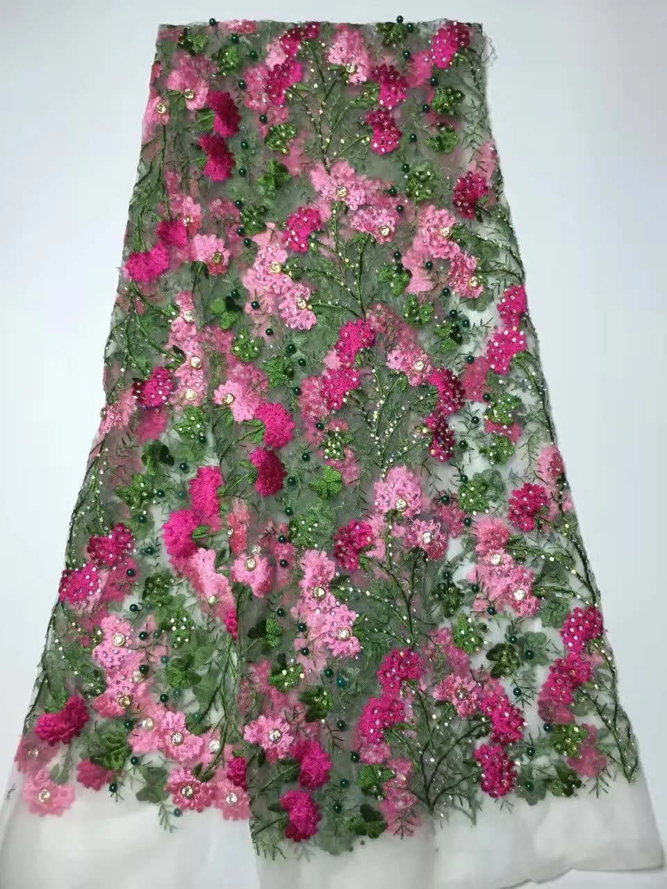 

Latest Style Heavy Applique Beaded Lace Fabric 2016 Fashion African Lace Fabric Tulle African French Lace Fabric High Quality