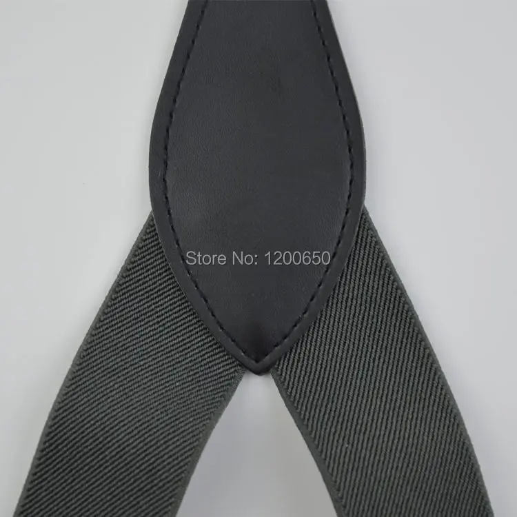 Мужские кожаные подтяжки с 4 клипсами регулируемые однотонные серые Эластичные