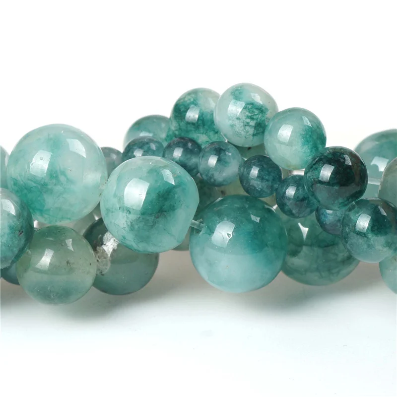 Natural Jade Stone Round Loose Beads Plant Agate For Muslim Rosary Accessories 4/6/8/10mm Phytolite Charms Jewelry Making | Украшения и