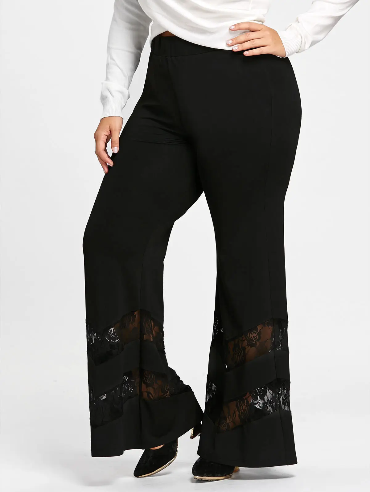 Ранняя весна 2018 г. новый кружевной узор Правописание Sharp отделка талии клеш