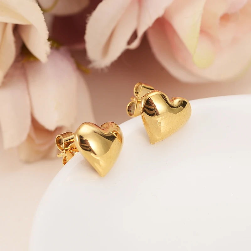 

2pairs Cute Baby Girls Romantic Style Earrings Jewelry Gold Stud Earrings Wedding New Africa love heart Earring for Women gift