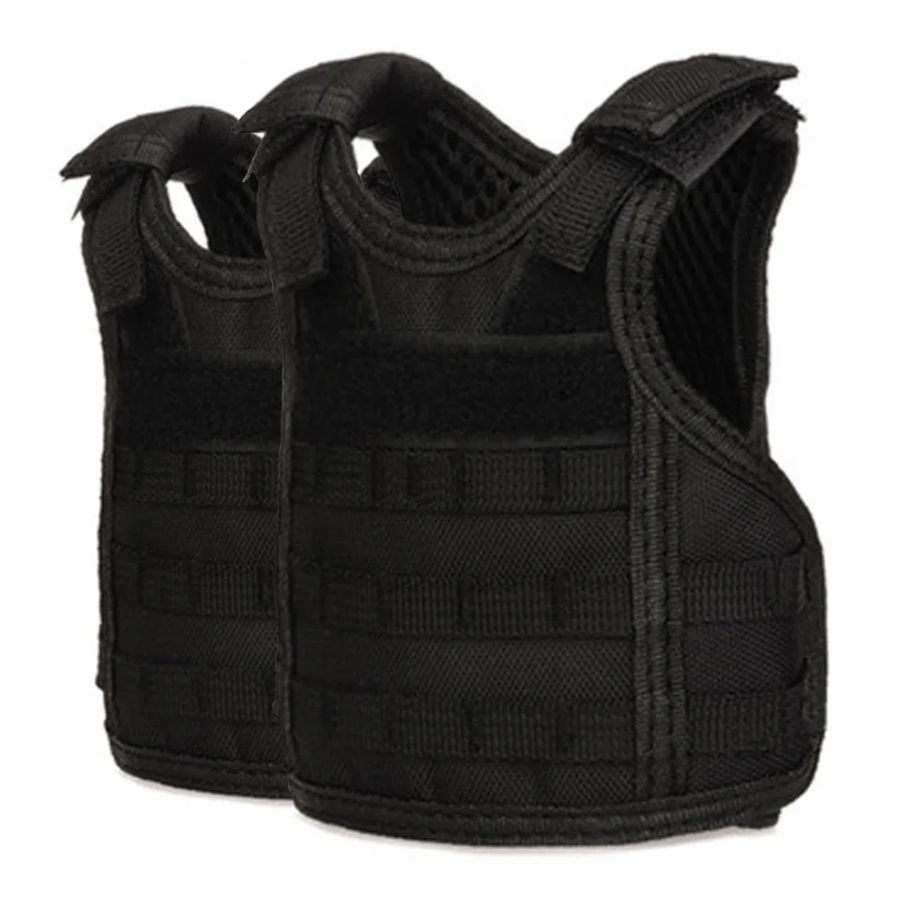 2pcs Black TENNEIGHT тактический жилет для пива, Военный мини-жилет, миниатюрный жилет для винных бутылок, охладитель напитков, регулируемый плечевой ремень - Цвет: 2pcs Black