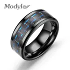 Мужские крутые кольца из черного углеродного волокна Mostyle 361L, мужское модное кольцо из нержавеющей стали красного и синего цвета, ювелирные изделия Anel Masculino