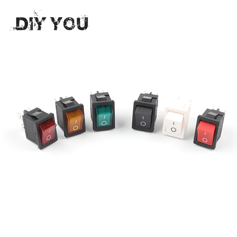 

5 PCS/LOT KCD1 4 Pin 21*15mm ON-OFF Boat Car Rocker Switch 6A/250V AC 10A/125V AC With Red Blue Green Yellow Light Switch