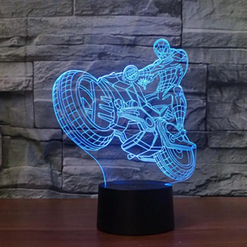 

Мотоциклетная 3d стерео Светодиодная лампа цветной яркий визуальный подарок настольный светодиодный ночсветильник Изменение 7 цветов украшение детской комнаты светильник