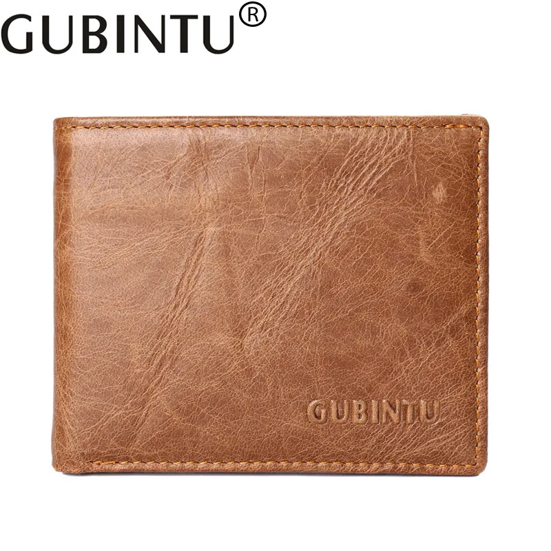 

Лидер продаж, мужские кошельки GUBINTU из натуральной воловьей кожи, винтажные деловые повседневные 2 складки, короткий кошелек для кредитных к...