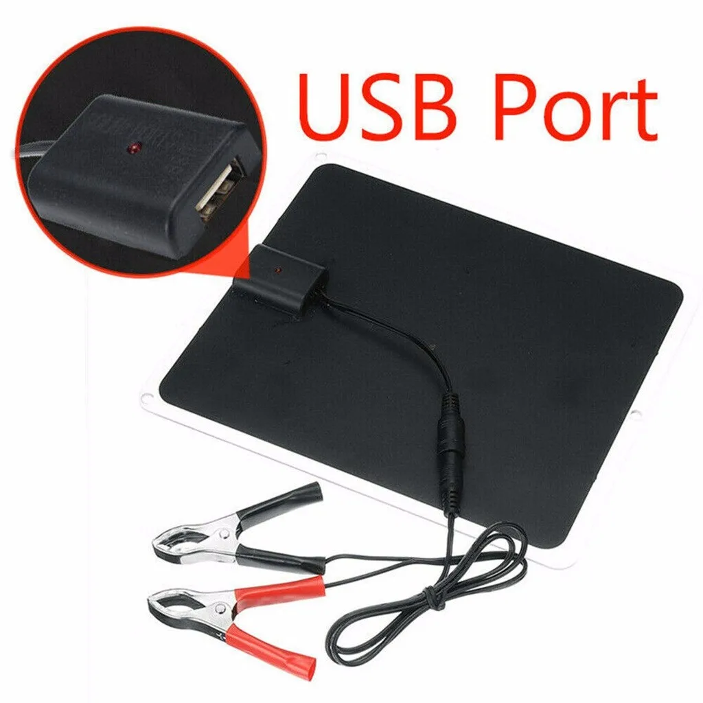 20W Solar Panel 12V / 5V Battery Charger For RV Boat Car Home Alligator Clip 2019 New Arrival Dropshipping | Инструменты