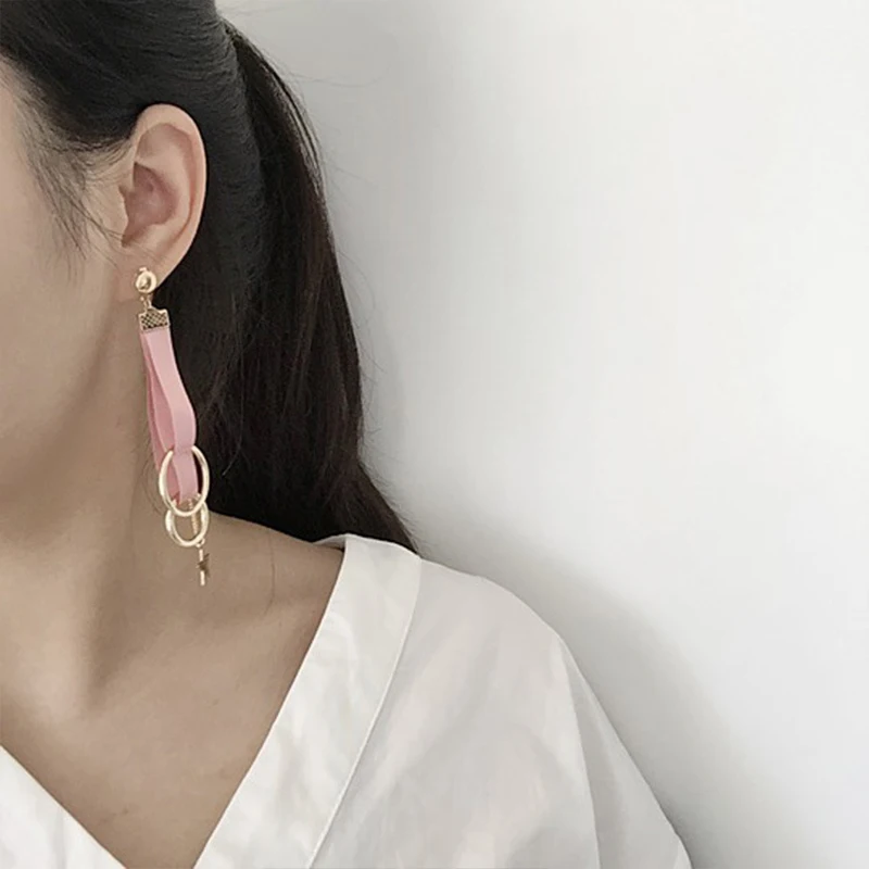 Преувеличенные атласные Легкие круглые звезды Длинные Серьги Подвески