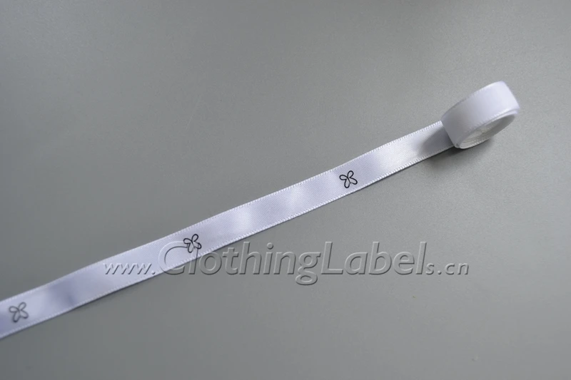 

white satin tape for garments decoration, 1cm wide printed label