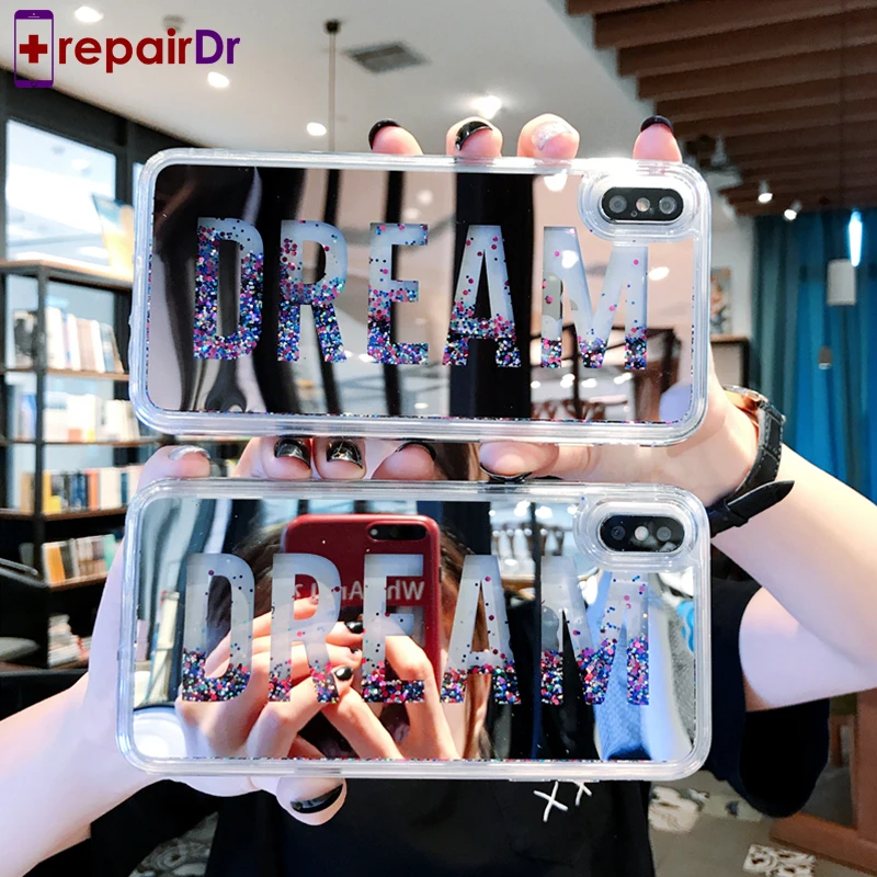 Роскошный чехол для телефона iPhone X XR XS Max Dream зеркальный блестящий динамический