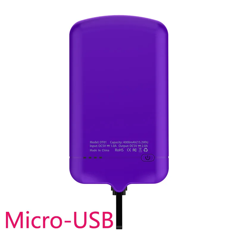 purple for Micro-USB 4000 мАч Andriod телефон универсальный внешний аккумулятор чехол для samsung S6 edge S5 Micro-USB зарядное устройство чехол для зарядки - Цвет: purple for Micro-USB