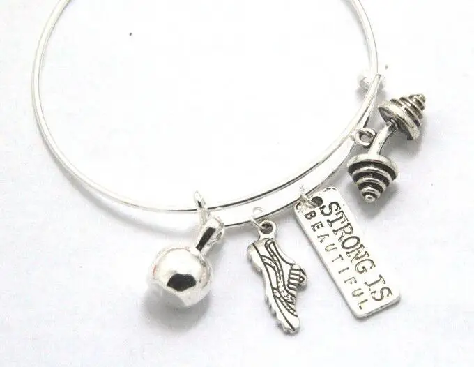 Фитнес-браслет с подвеской Strong is beautiful модный регулируемый браслет из сплава для