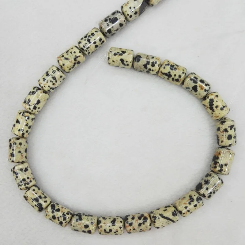 Оптовая натуральная граненая далматиновая трубчатая бусина, 14*10 мм, 50 штук для ювелирных аксессуаров.