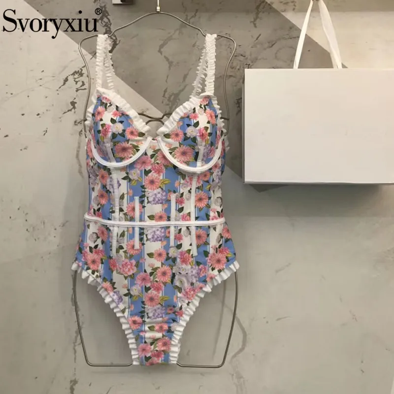 Женский купальный костюм для загорания Svoryxiu, желтый купальник с цветочным принтом в богемном стиле, повседневный пляжный костюм на лето