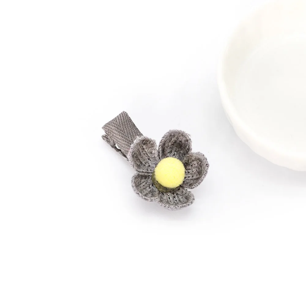 Gray Pin 1 шт., шерсть, вязанные веревки для волос с цветами, эластичные резинки, милые заколки для волос для маленьких девочек, детские заколки для волос, Детские аксессуары для волос, головные уборы - Цвет: Gray Pin