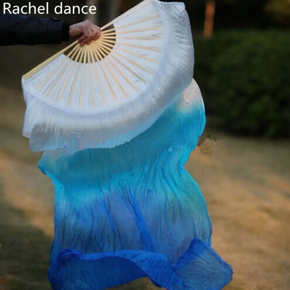 New Arrival Vertical Dyed Color 100% Real Silk Belly Dancing Fan Veils Fashion 3 colors Dance Veil Fans A Pair | Тематическая