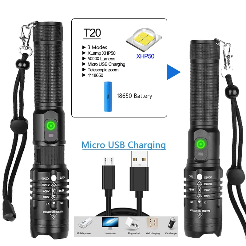 POCKETMAN яркая вспышка светильник xhp50.2 самая мощная 18650 usb фонарь xhp50 охотничья лампа