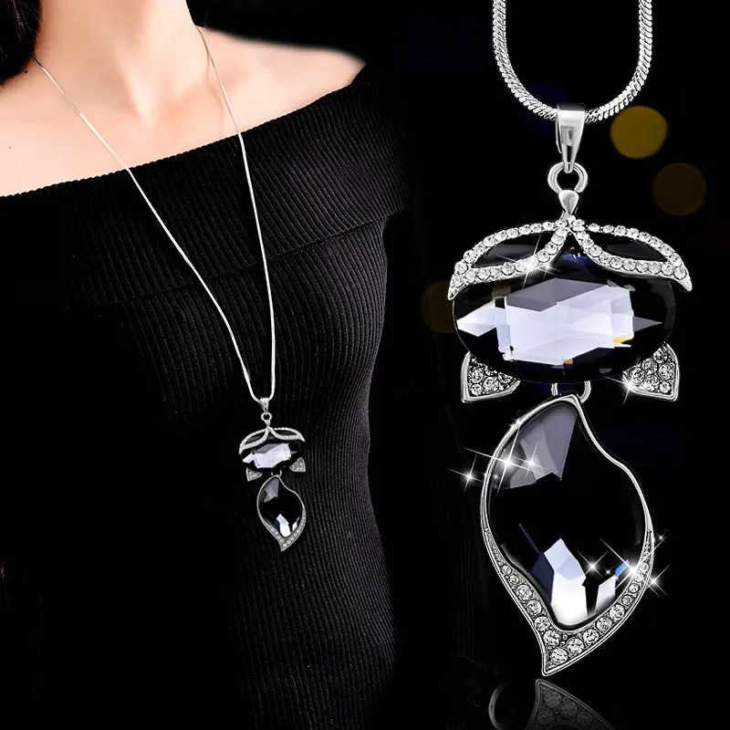 Ожерелье с подвеской в виде лисы кристаллами|fox pendant|sweater chainfox pendant necklace |