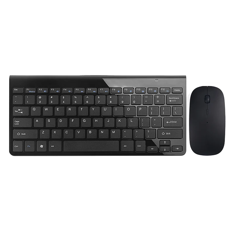 Black US Layout Ультра тонкая офисная беспроводная клавиатура и мышь комбо менее шумная 2,4G Портативная маленькая Беспроводная клавиатура мышь для настольного компьютера - Цвет: Black US Layout