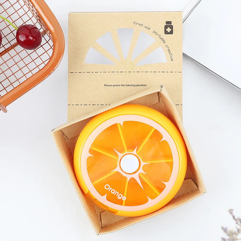 Orange Еженедельная вращающаяся коробка для таблеток, Дорожный Чехол для таблеток, разветвитель, органайзер для таблеток, коробка для лекарств, резак, контейнер для таблеток на 7 дней, Pastillero - Цвет: Orange