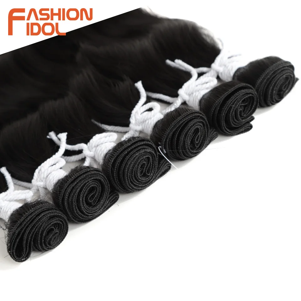 FASHION IDOL Water Wave Hair Bundles Synthetic Hair Extensions Ombre Blonde Hair Weave Bundles 6Pcs/Pack 20 inch Free Shipping