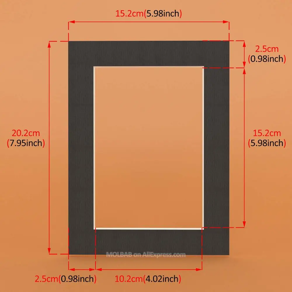 Black Rectangle Белый/черный фото коврики прямоугольник/Овальный Бумага крепления уникальный фактурной поверхностью для 6/7/8 дюймов рамы для картин пасс-Partouts 6 шт./лот - Цвет: Black Rectangle