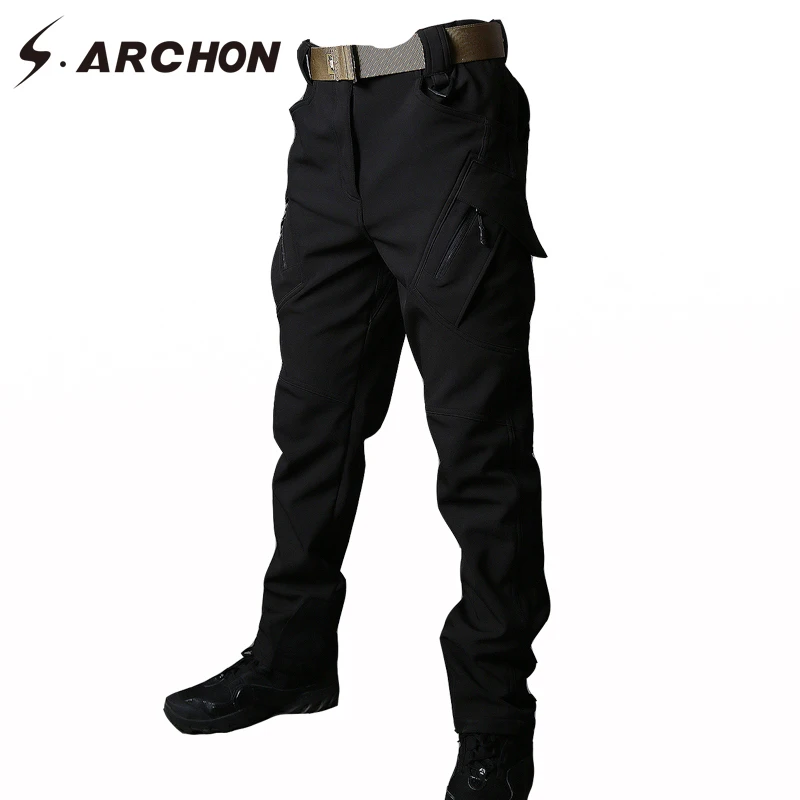 S.ARCHON Shark Skin мягкие водонепроницаемые военные штаны мужские зимние теплые