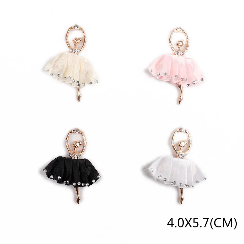 

IBOWS 4Pcs/Set Alloy Ballerina Mixed Color Cloth Alloy Fittings Charm Ballet Dancer Accessories Girl Charm for Phone Case Decor
