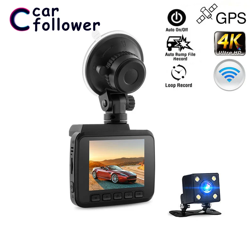 2 4 дюймовый FHD 4K 2160P Novatek 96660 Автомобильный видеорегистратор WiFi GPS навигация
