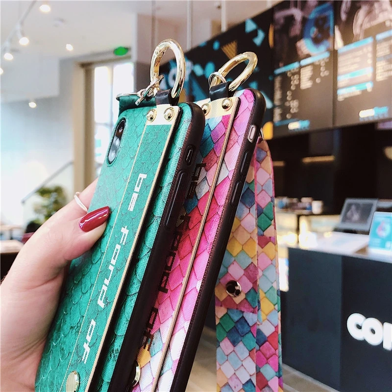 Wrist Strap Soft TPU Phone Case for iPhone 7 Cases Ring Scale Stand Holder Cover for iPhone X Xs 11 Pro Max XR 7 8 Plus 6 6S