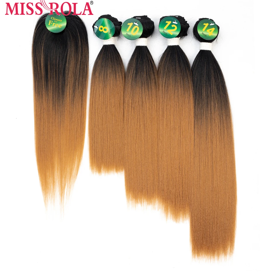 Ed Hair Weaving Bundles 8-14inch 5pcs/pack 200g T1b/27 With Free Closure