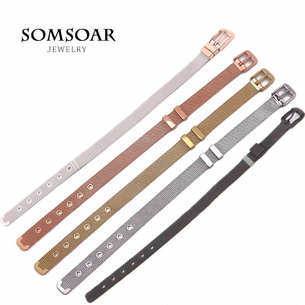 2018 новейшие ювелирные изделия Somsoar стальной сетчатый Браслет браслет из розового