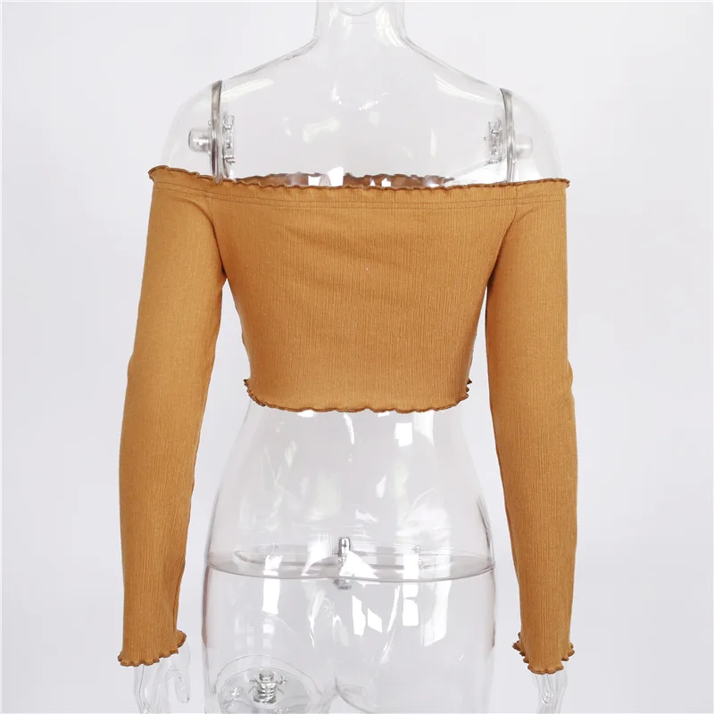 Women Off Shoulder Crop Top Shirt Female Sexy Long Sleeve Tshirt Tumblr 2019 Fashion Summer Casual Tops Tee Blusas Femininas | Женская
