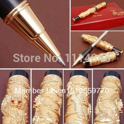 Jinhao Китайский дракон роскошная шариковая ручка Loong золотая Basso-relievo средний
