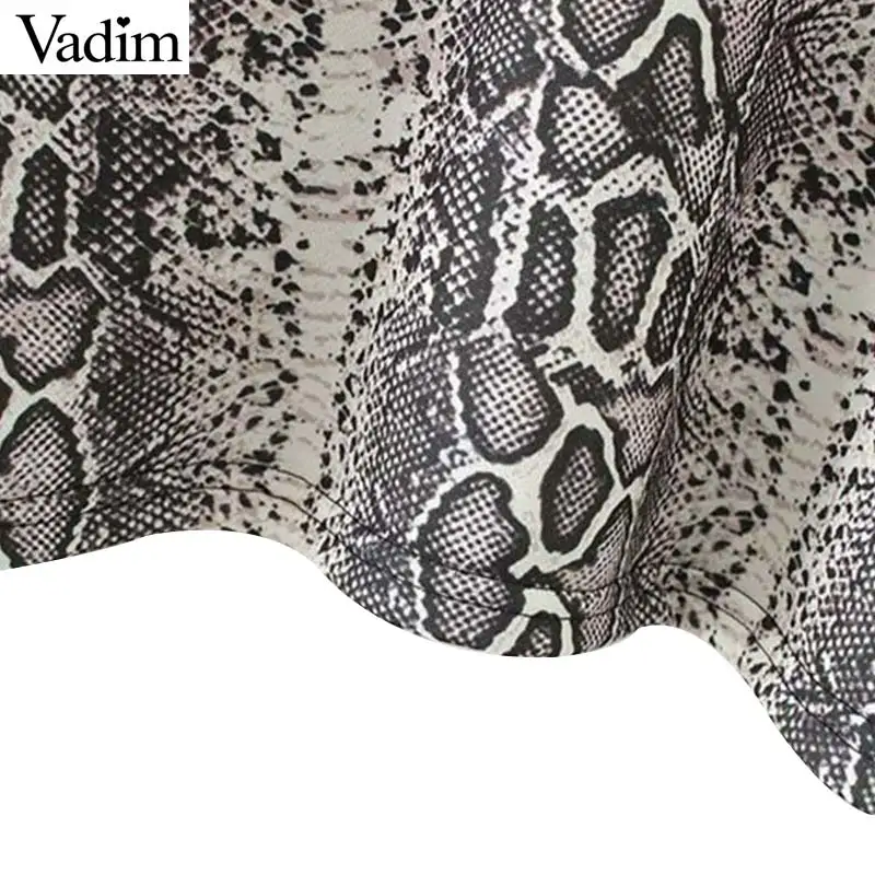 Vadim women snake print oversized sweatshirts short style loose-fitting sleeve animal pattern pullovers loose crop tops HA208 | Женская