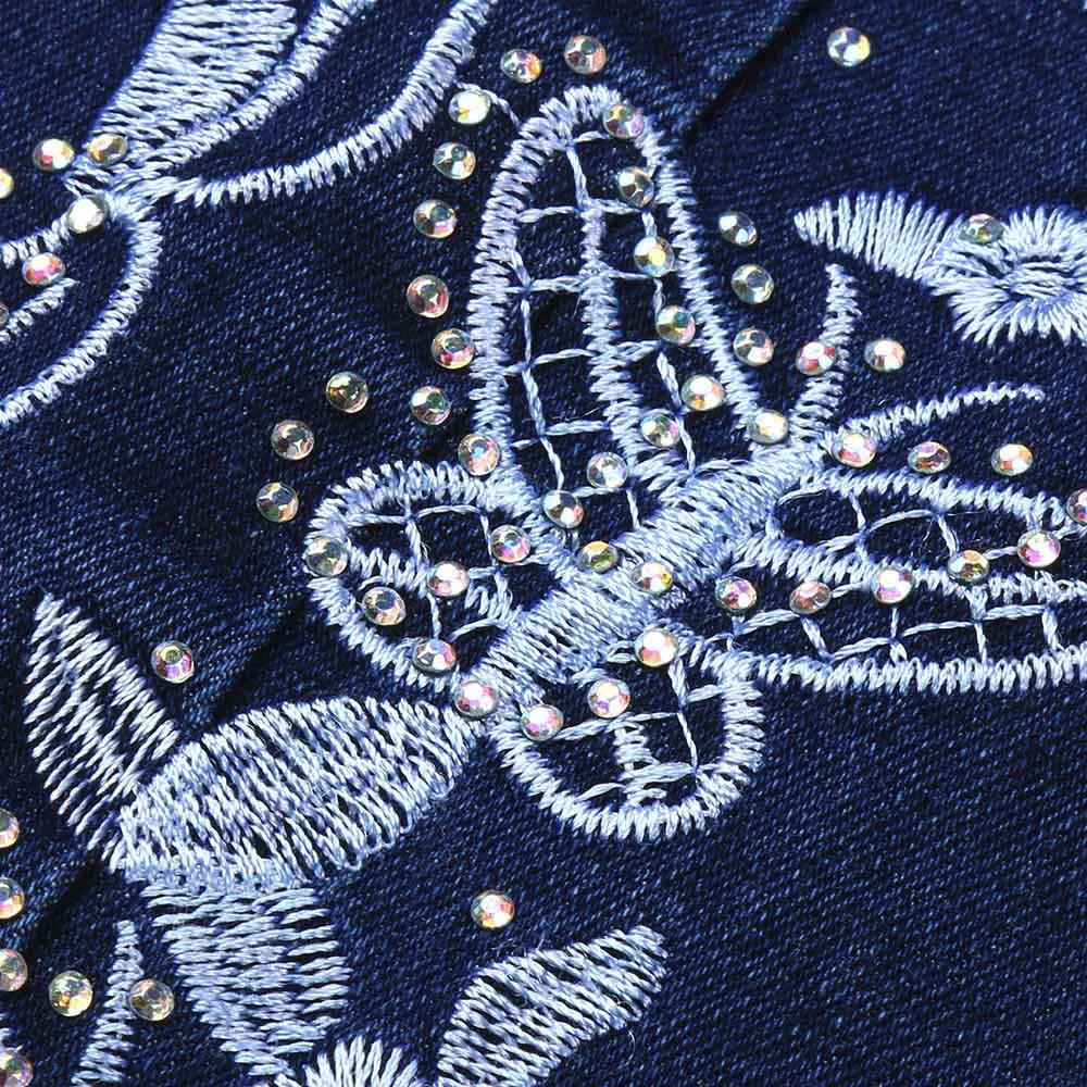 2019 Для женщин стрейч Высокая Талия обтягивающие джинсы цветочный принт деним