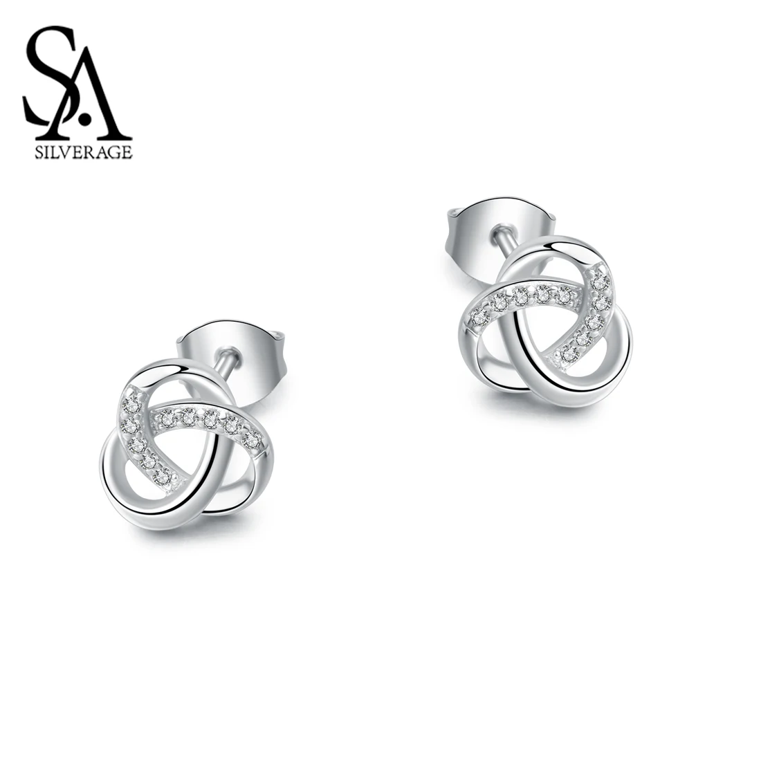 

SA SILVERAGE Zirconia Silver Stud Earring for Women Jewelry 925 Sterling Silver Stud Earrings Woman 925 Silver Accessories Gifts