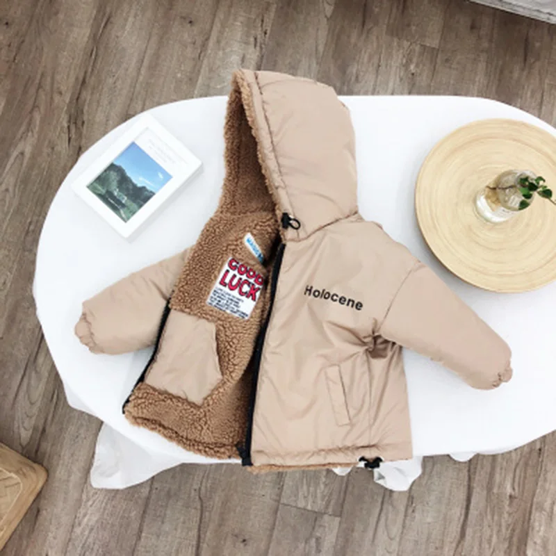Детская одежда хлопковые куртки для мальчиков теплая куртка из овечьей шерсти с