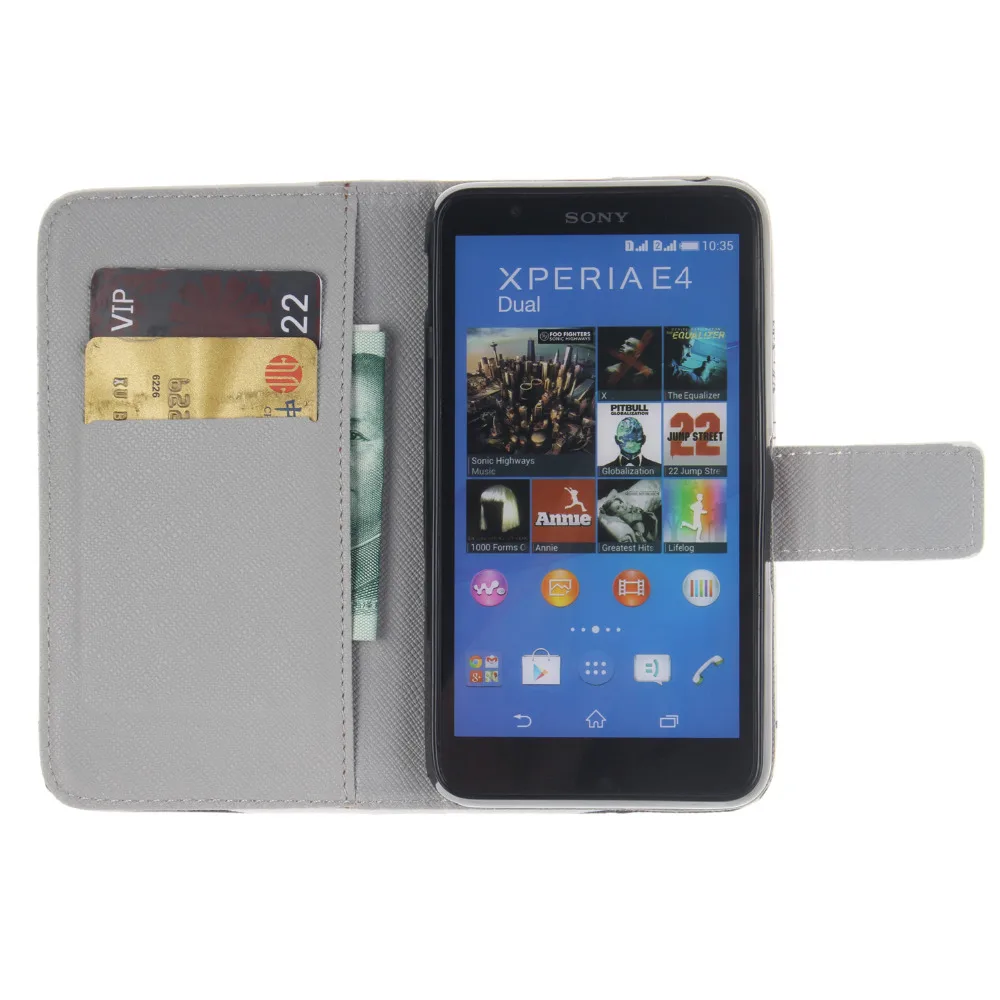 Мода дизайн Для Sony Xperia E4 opular Дизайн PU Кожаный Чехол с Подставкой и Слот Карты