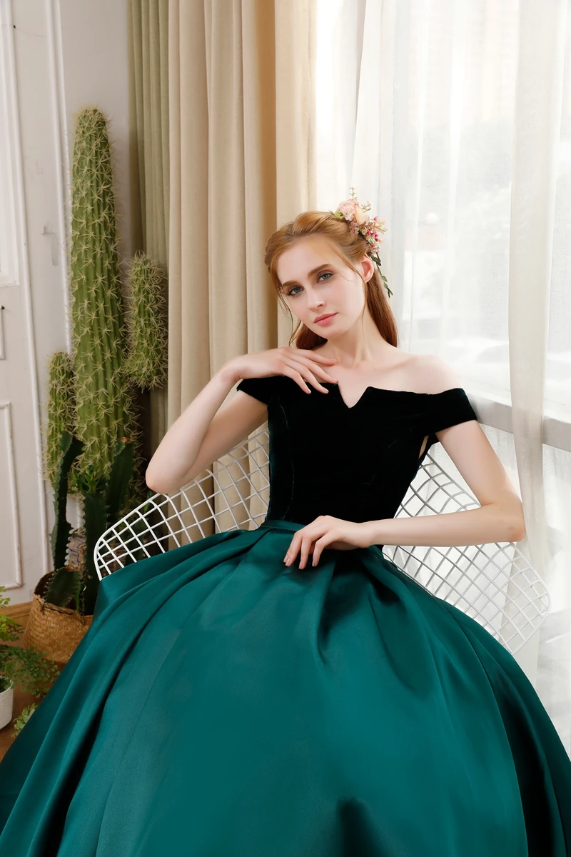 SSYFashion банкетное Простое Элегантное вечернее платье невесты с вырезом лодочкой бархатное с атласным винтажное длинное вечернее платье для выпускного вечера Robe De Soiree