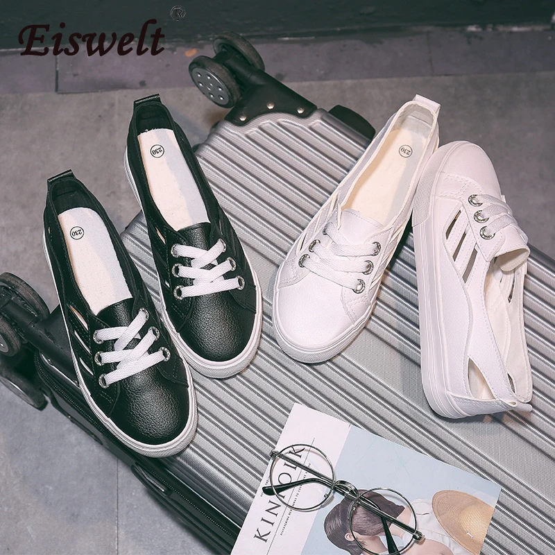

EISWELT Women Flats Summer Females White Black Ladies Spring Fashion Casual Flat Shallow Solid Hollow Shoes Summer Women Flats
