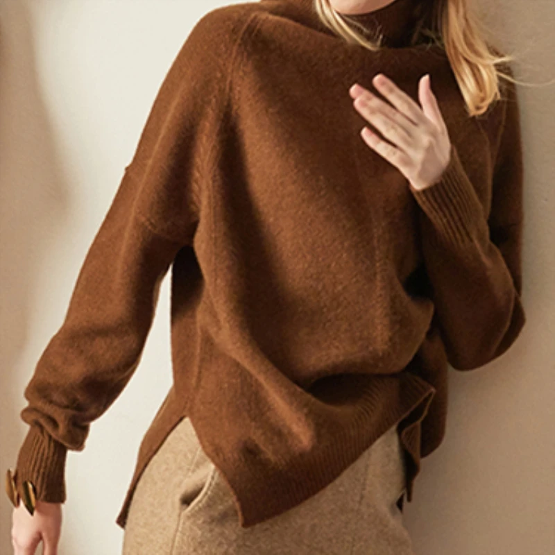 2018 Winter Women Cashmere Wool Turtleneck Sweaters Pullovers Casual Fashion Solid Color Loose Female Knitted Jumpers | Женская одежда