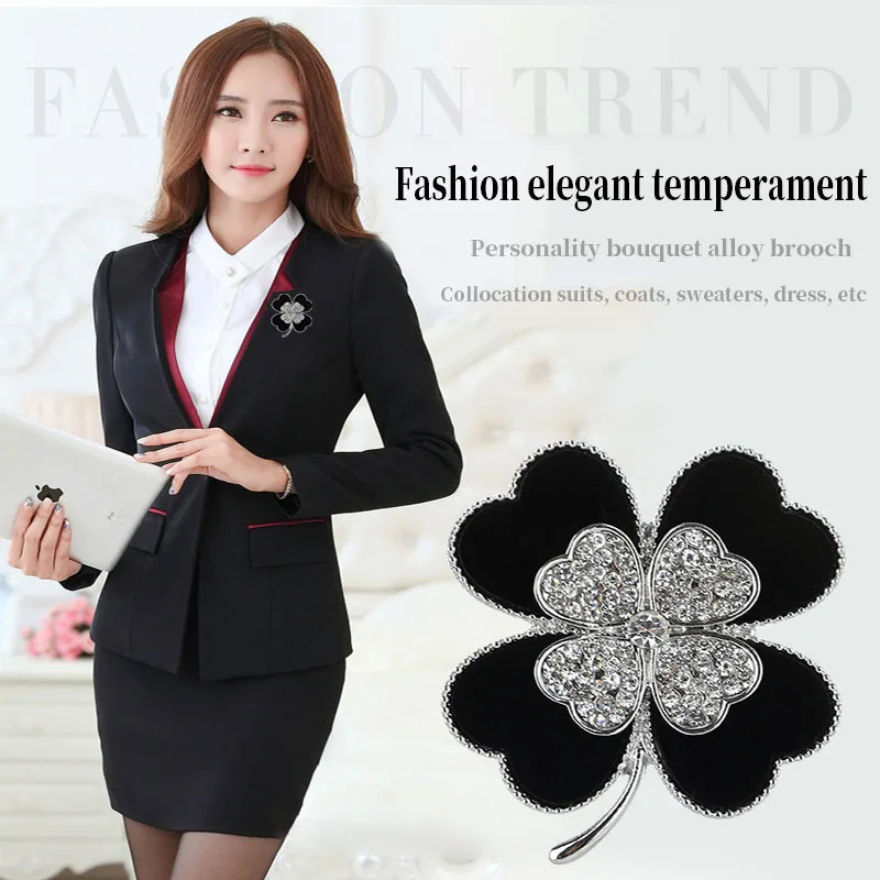 Модные Опал Камень Four Leaf Clover Брошь Pin Золото и серебро Цвет одежде подарок на день